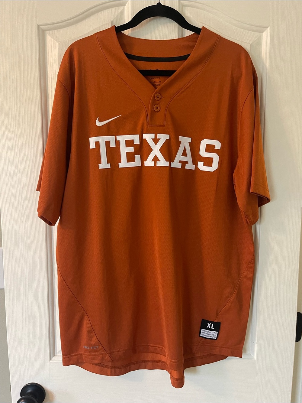 Nike Men's Texas Orange Baseball Jersey with White Lettering